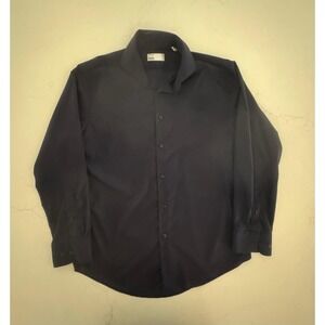 Nordstrom Rack Dress Shirt Mens 16 34/35 Blue Solid Performance Trim Fit LS